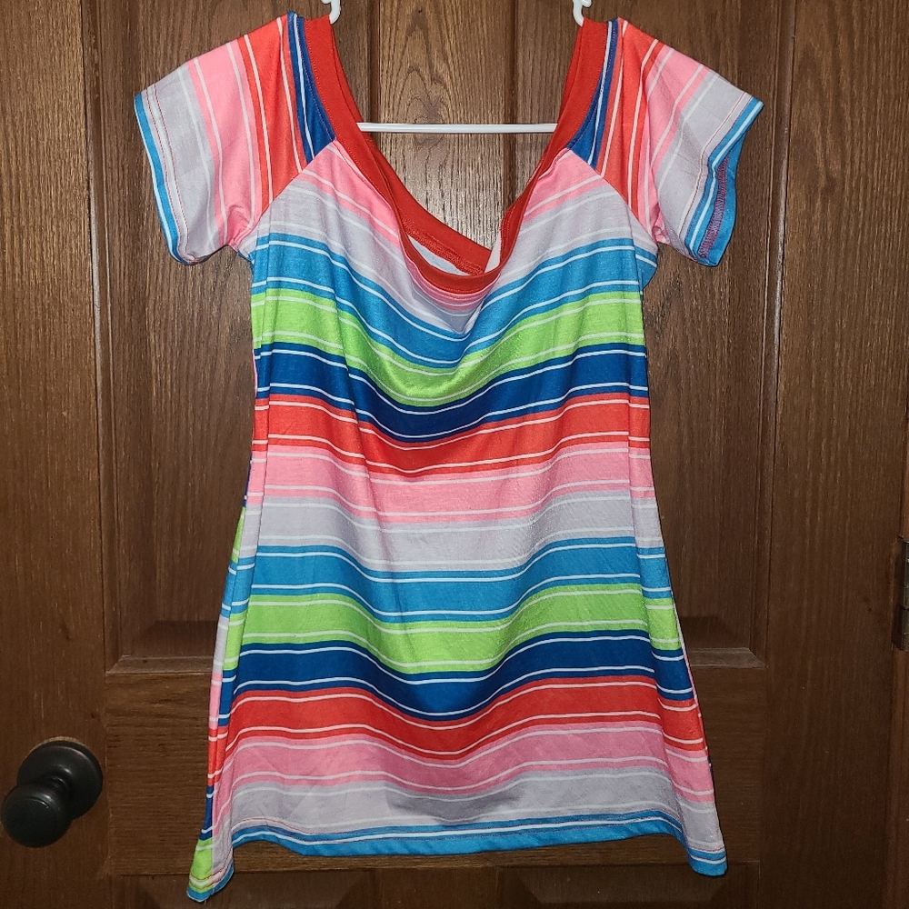 Colorful Striped Short Sleeve T-shirt